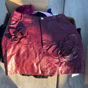 Elegant Burgundy Skirt with Floral Accents